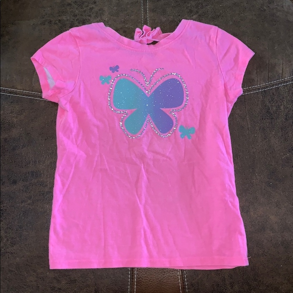 Girls short sleeve butterfly shirt
